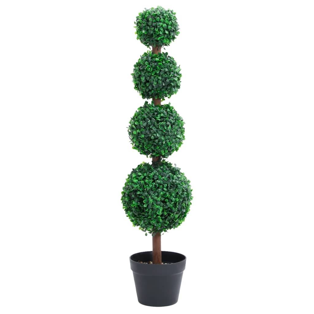 Plante de buis artificiel polyéthylène et bois vert 17.5 x 17.5 x 90 cm - PANGIVO