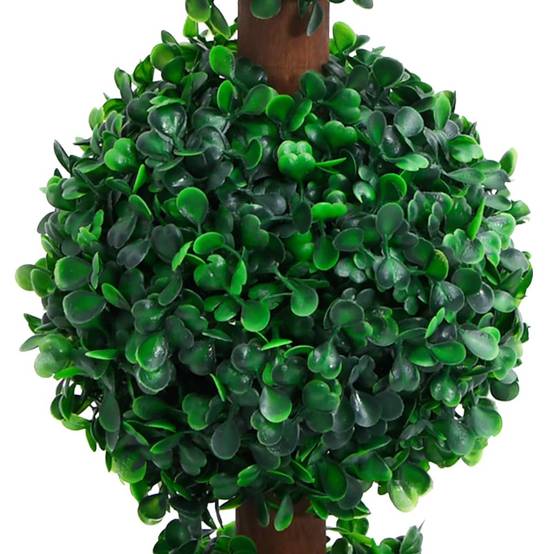Plante de buis artificiel polyéthylène et bois vert 17.5 x 17.5 x 90 cm - PANGIVO - Image 2