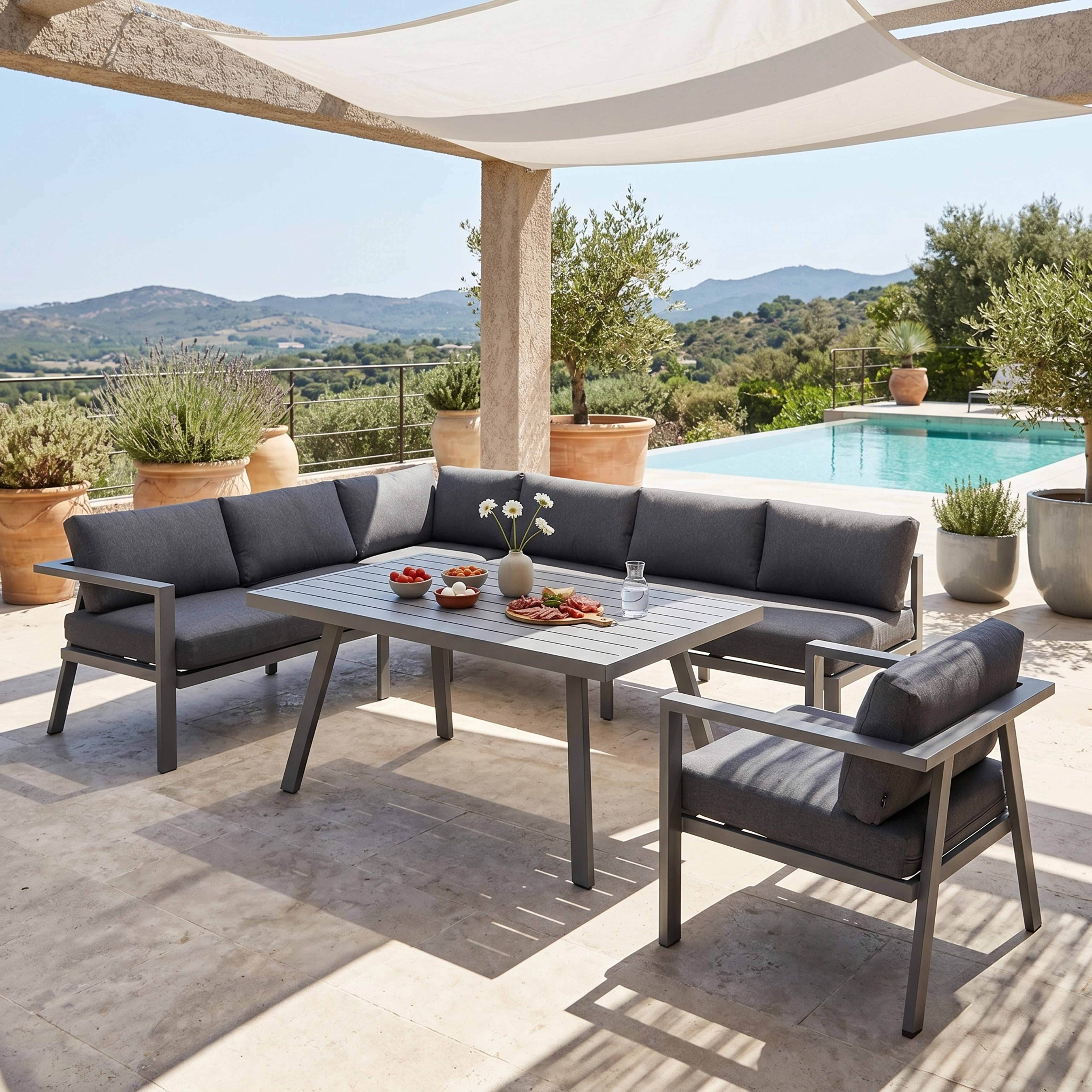 Oviala - Salon de jardin 8 places en aluminium Saint Tropez - Oviala - Image 2