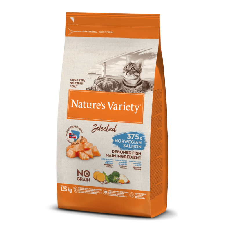 CROQUETTE CHAT - SELECTED STERILISE - SAUMON NORVEGIEN - NATURE'S VARIETY 7 kg - Image 1
