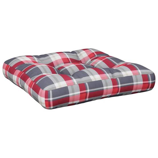 Coussin d'Assise Carré pour Palette Tissu Déperlant Motif Carreaux Écossais Rouge 58x58cm – ComfortXL Outdoor Living - Image 2