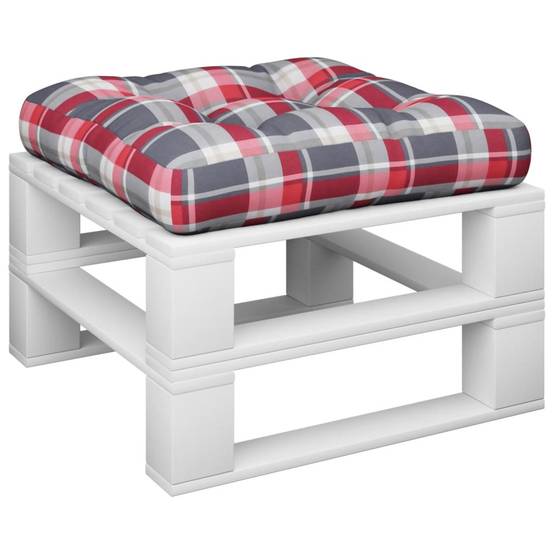 Coussin d'Assise Carré pour Palette Tissu Déperlant Motif Carreaux Écossais Rouge 58x58cm – ComfortXL Outdoor Living - Image 3