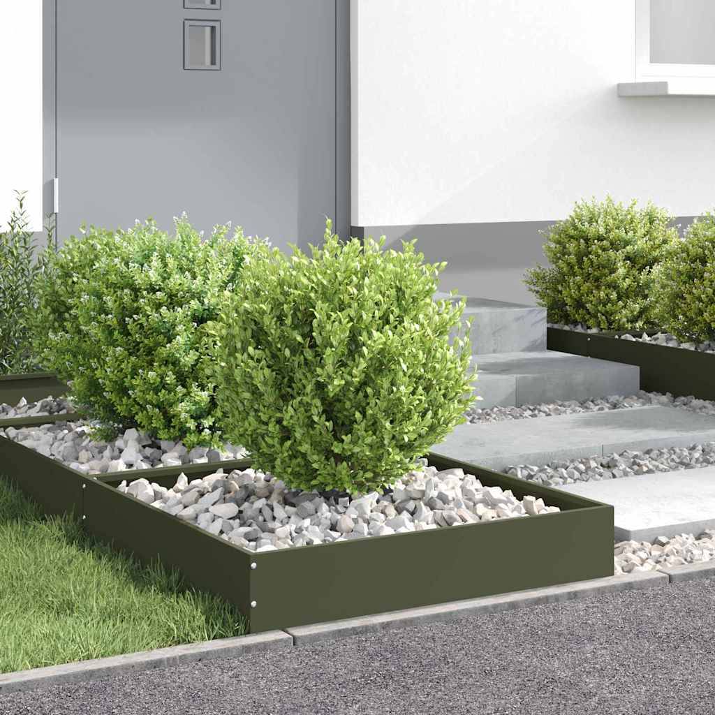 ComfortXL - Bordure carrée acier création massifs extérieurs jardin 60x60cm vert olive 6pcs - ComfortXL Outdoor Living - Image 4
