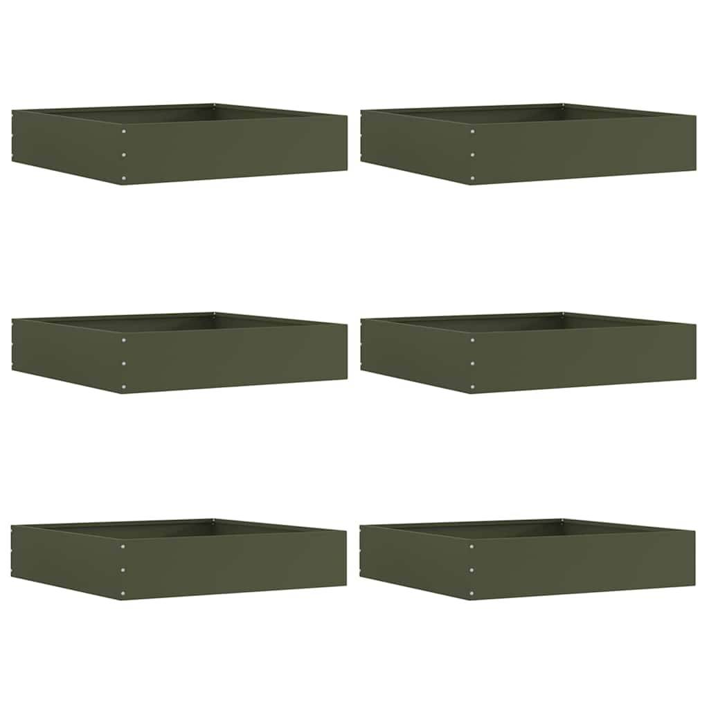 ComfortXL - Bordure carrée acier création massifs extérieurs jardin 60x60cm vert olive 6pcs - ComfortXL Outdoor Living - Image 2