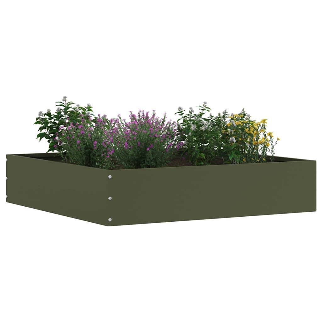 ComfortXL - Bordure carrée acier création massifs extérieurs jardin 60x60cm vert olive 6pcs - ComfortXL Outdoor Living - Image 3