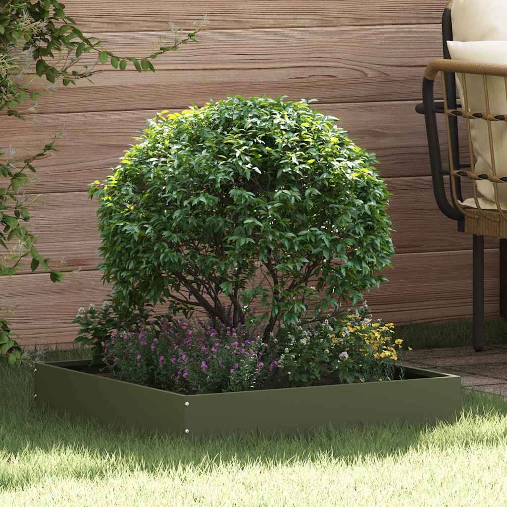 ComfortXL - Bordure carrée acier création massifs extérieurs jardin 60x60cm vert olive 6pcs - ComfortXL Outdoor Living - Image 1