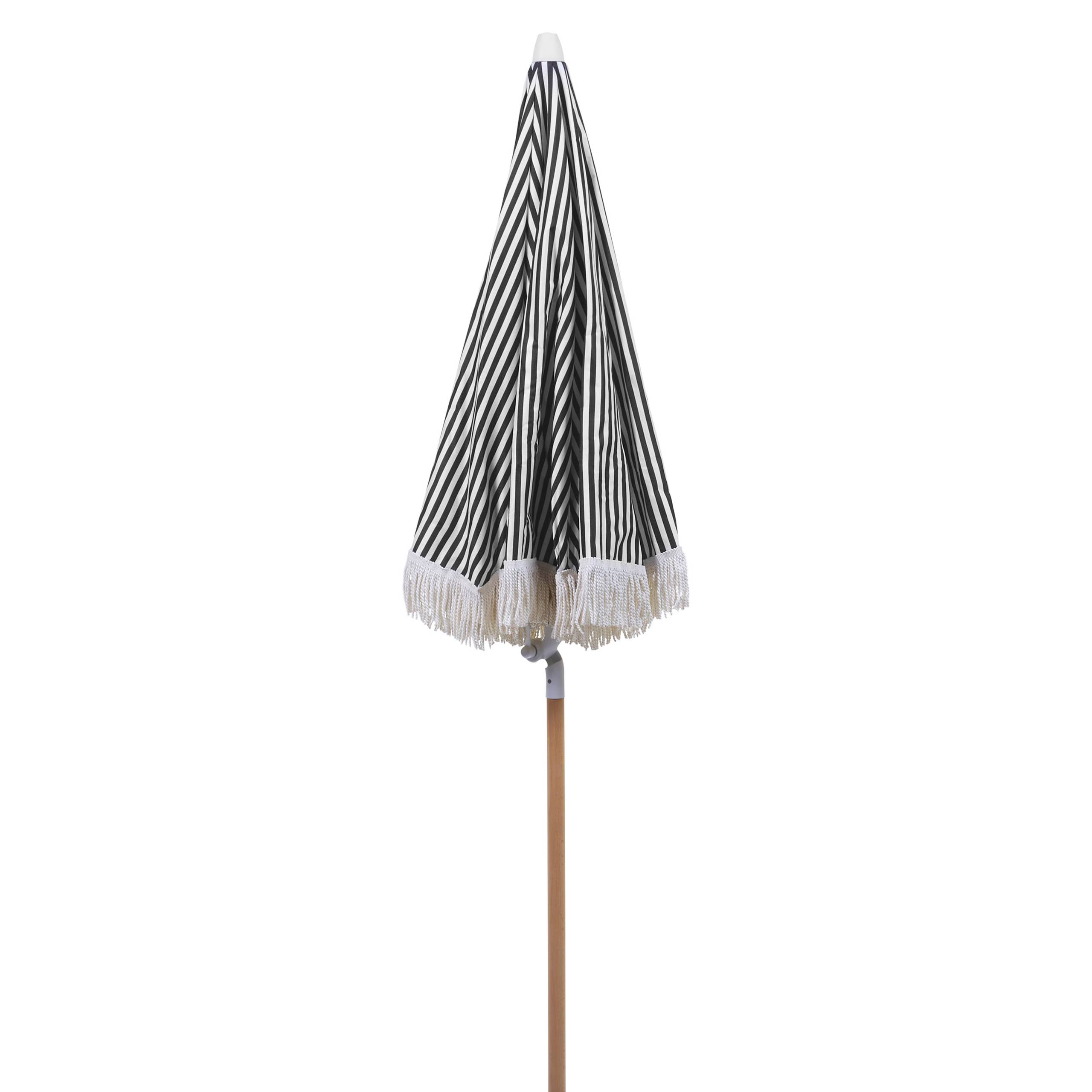Beliani - Parasol droit Tissu Noir/blanc MONDELLO - Beliani - Image 3