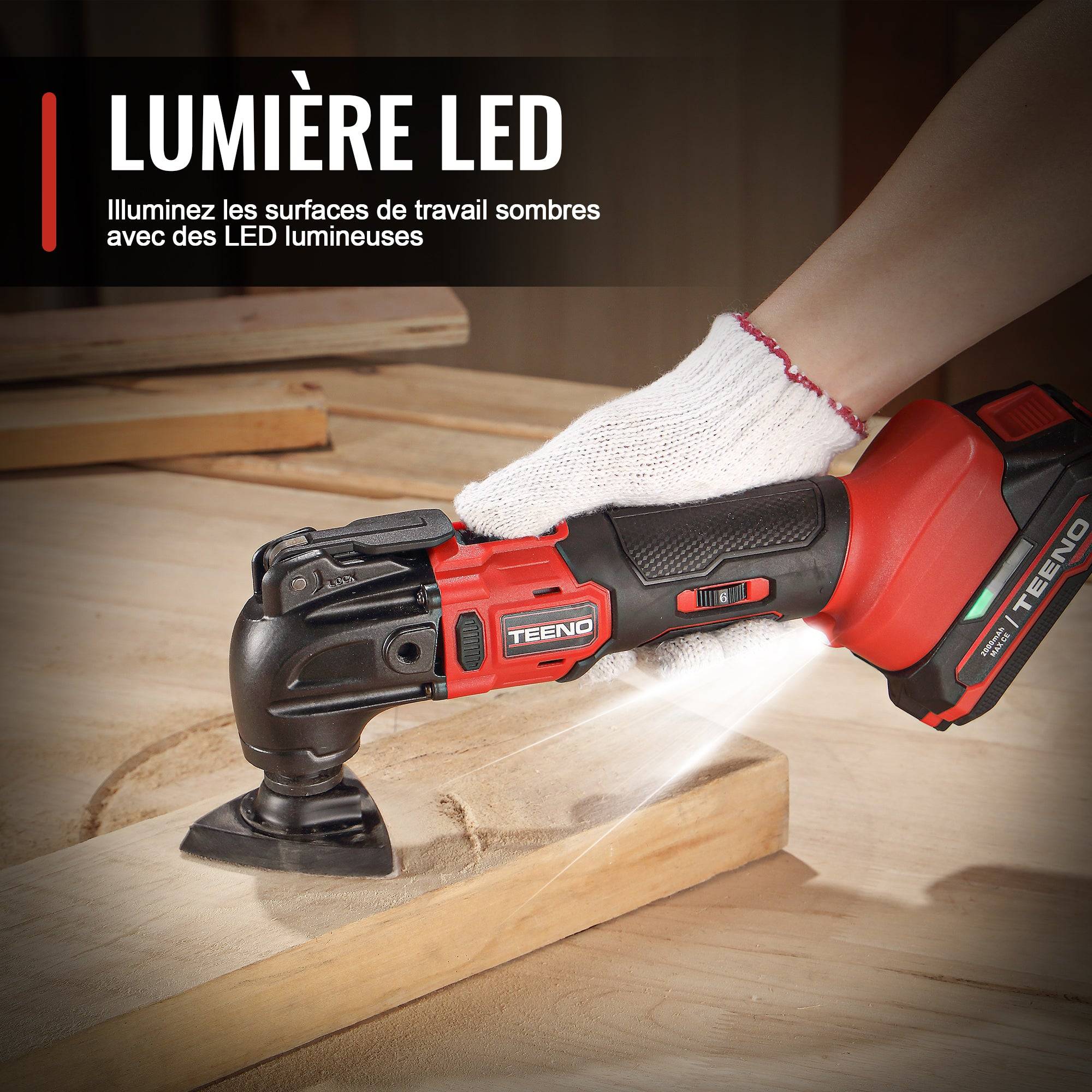 Outil Multifonction Oscillant Sans Fil 20V Brushless – Avec 2 Batteries, Pratique