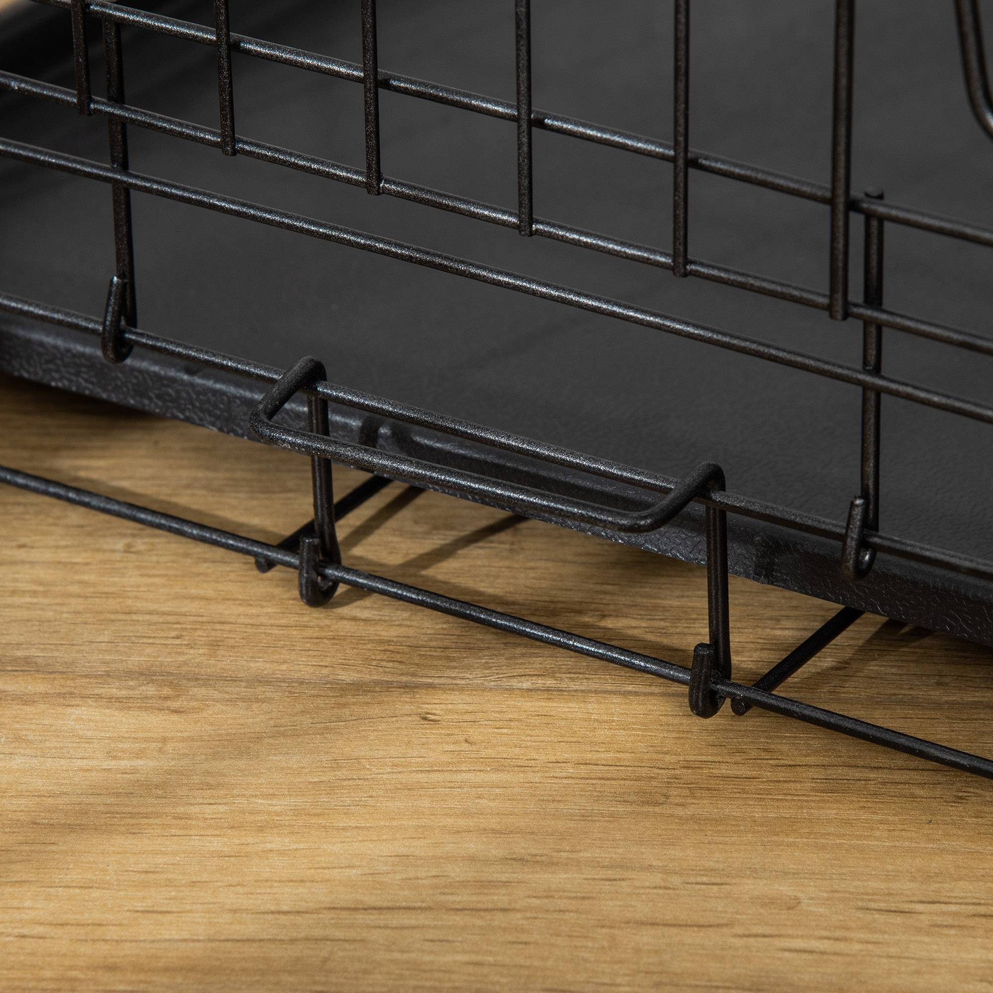 Cage pliable en acier pour animaux de compagnie avec poignée supérieure et double ouverture, 75 x 48,4 x 53 cm - Image 9