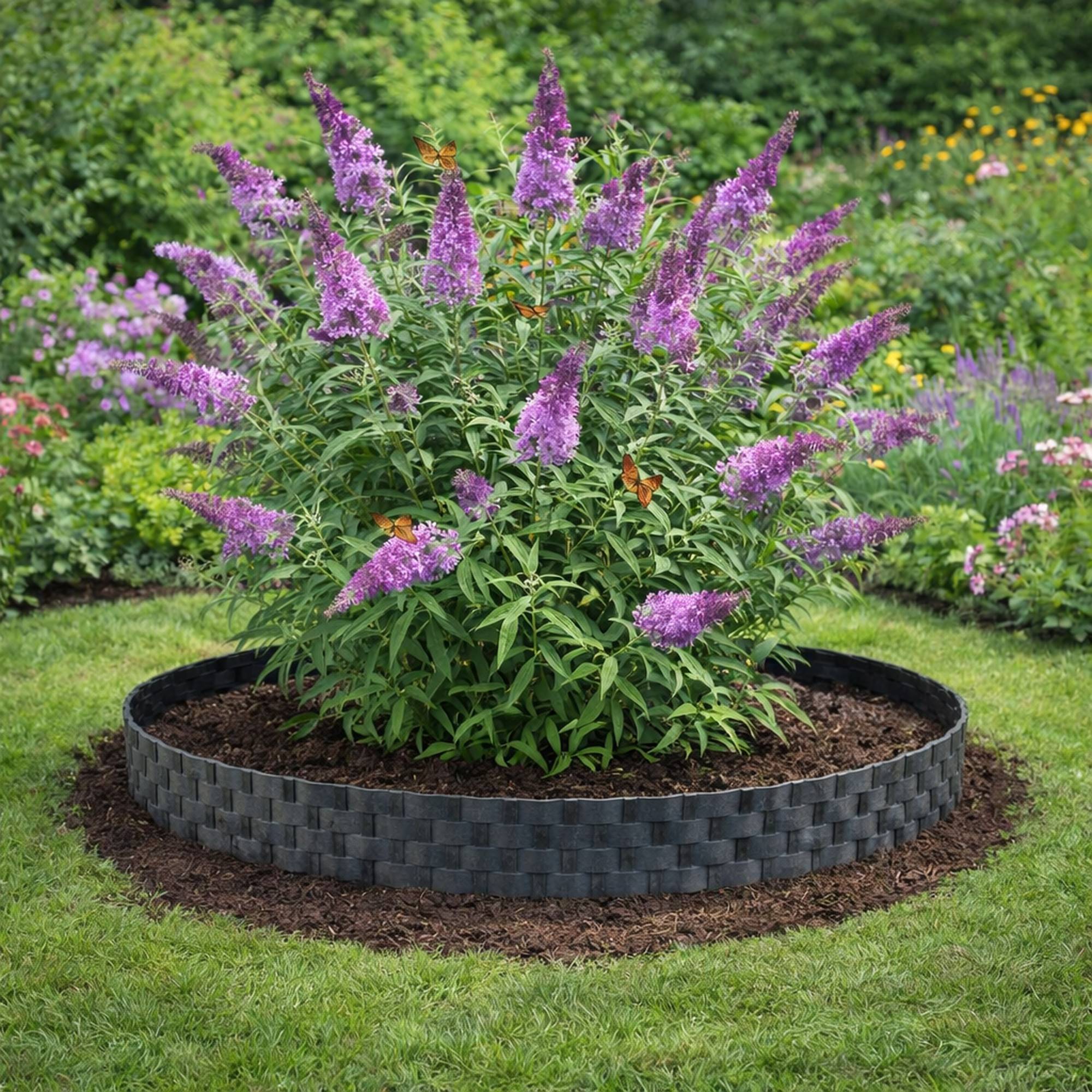 Bordure de pelouse aspect rotin anthracite 4x80 cm – Bordure jardin plastique flexible, délimitation massif et gazon - Image 6