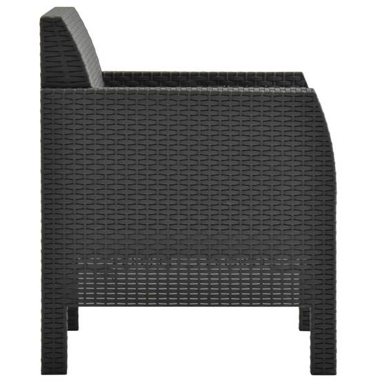 Salon de Jardin 2 Places Polypropylène Aspect Rotin avec Coussins Anthracite – ComfortXL Outdoor Living - Image 4
