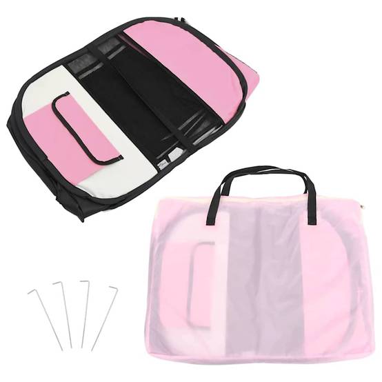 Parc pour chiens polyester et acier rose 90 x 90 x 58 cm - PANGIVO - Image 8