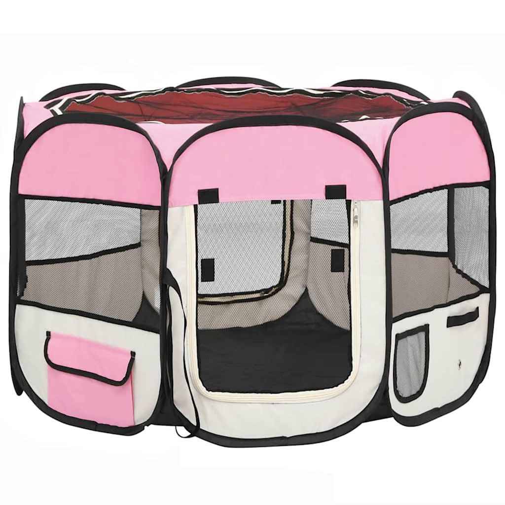Parc pour chiens polyester et acier rose 90 x 90 x 58 cm - PANGIVO - Image 2