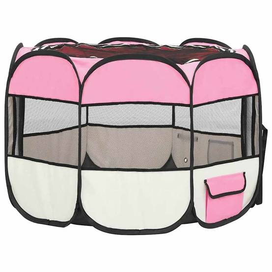 Parc pour chiens polyester et acier rose 90 x 90 x 58 cm - PANGIVO - Image 5