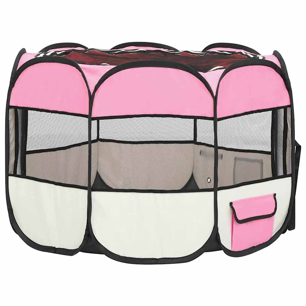 Parc pour chiens polyester et acier rose 90 x 90 x 58 cm - PANGIVO - Image 5