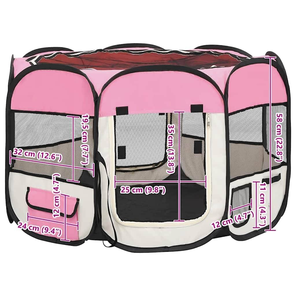 Parc pour chiens polyester et acier rose 90 x 90 x 58 cm - PANGIVO - Image 9
