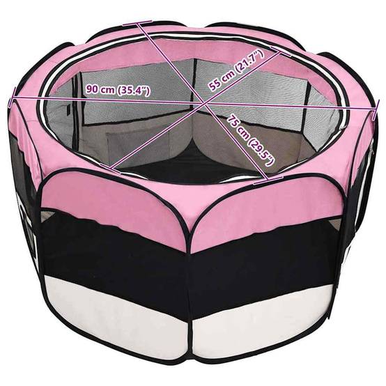 Parc pour chiens polyester et acier rose 90 x 90 x 58 cm - PANGIVO - Image 10