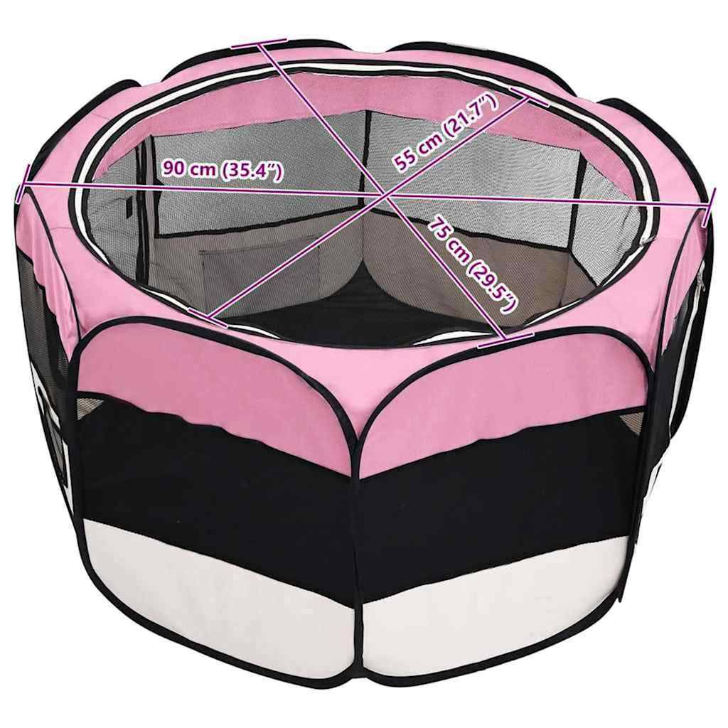 Parc pour chiens polyester et acier rose 90 x 90 x 58 cm - PANGIVO - Image 10