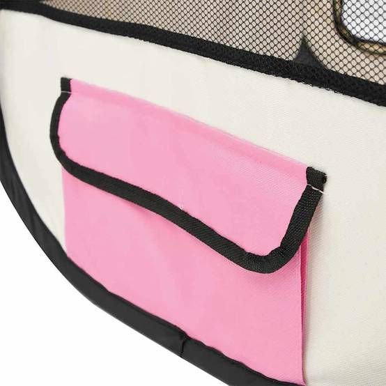Parc pour chiens polyester et acier rose 90 x 90 x 58 cm - PANGIVO - Image 6