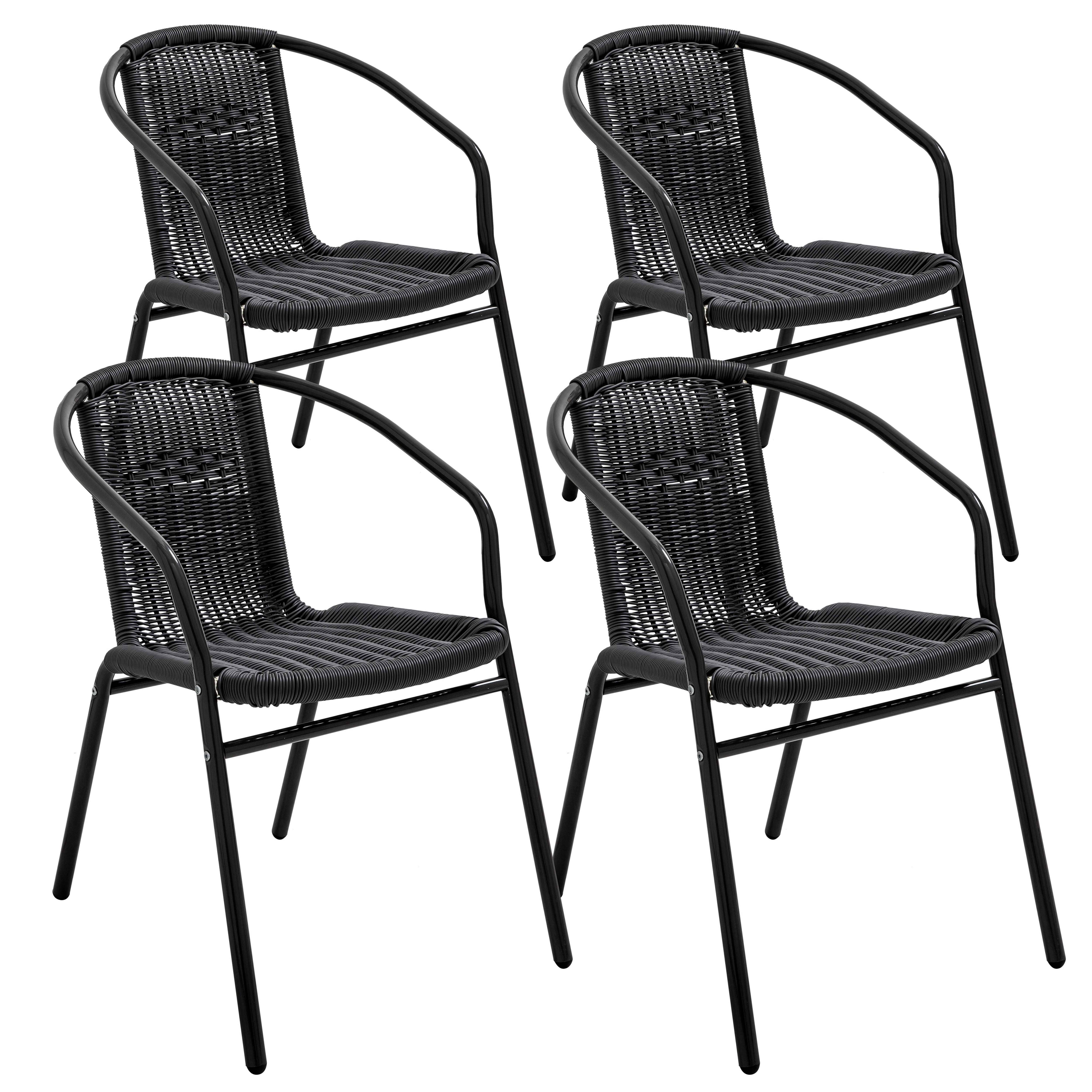 Oviala - Lot de 4 fauteuils de jardin aluminium et résine noir Saint Germain - Oviala - Image 1