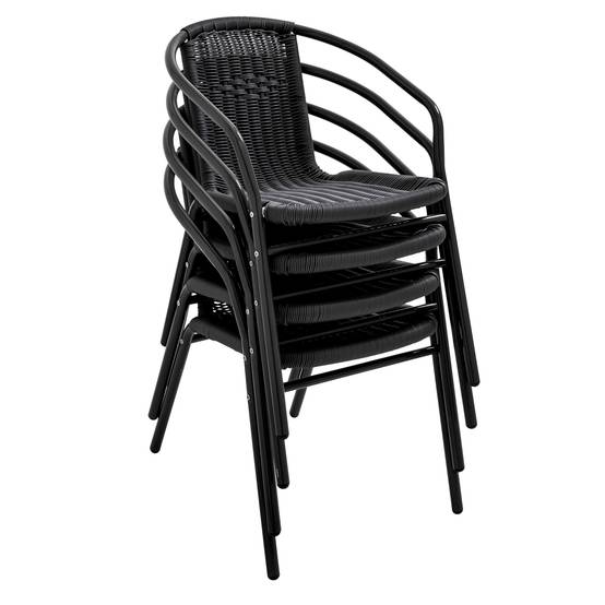 Oviala - Lot de 4 fauteuils de jardin aluminium et résine noir Saint Germain - Oviala - Image 4