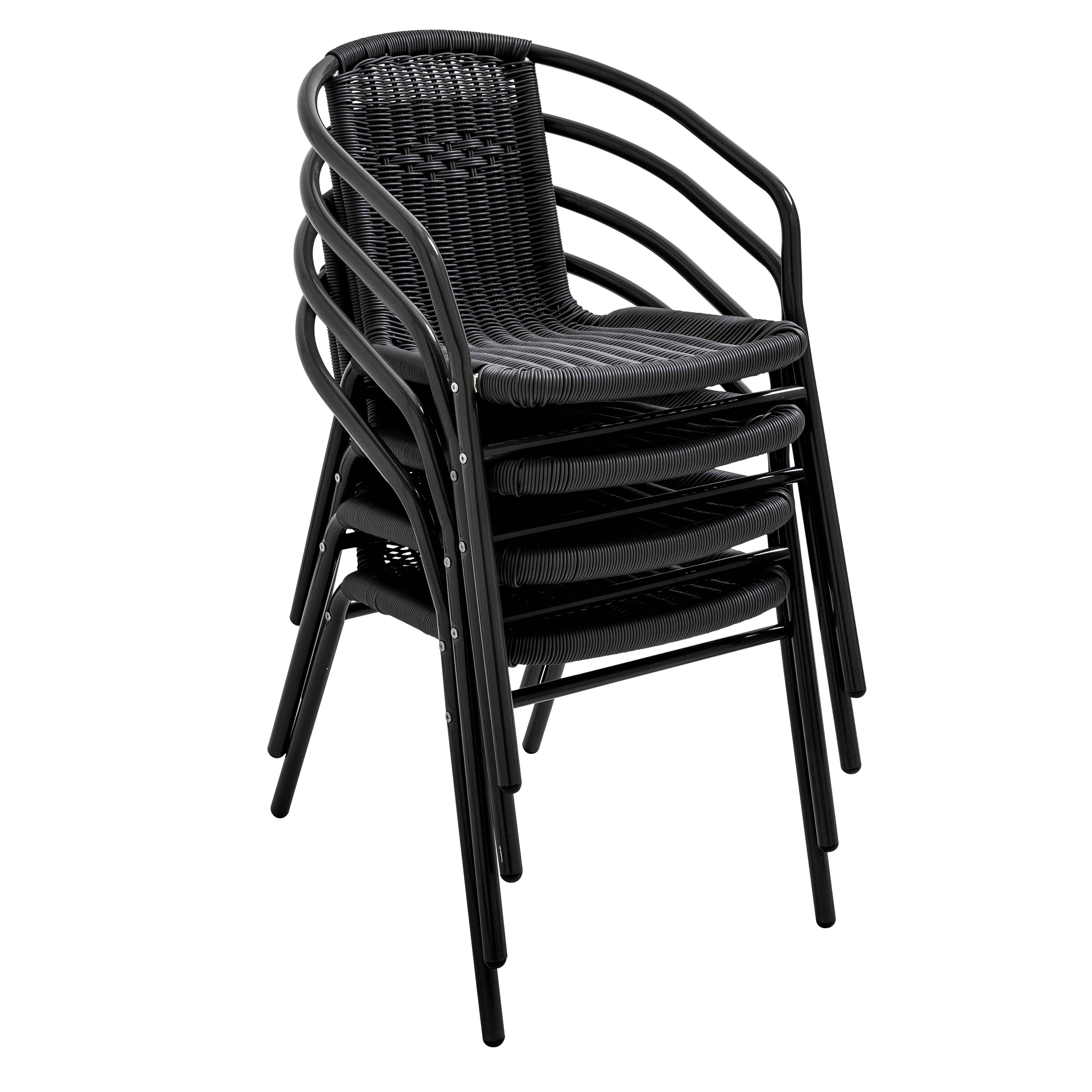 Oviala - Lot de 4 fauteuils de jardin aluminium et résine noir Saint Germain - Oviala - Image 4