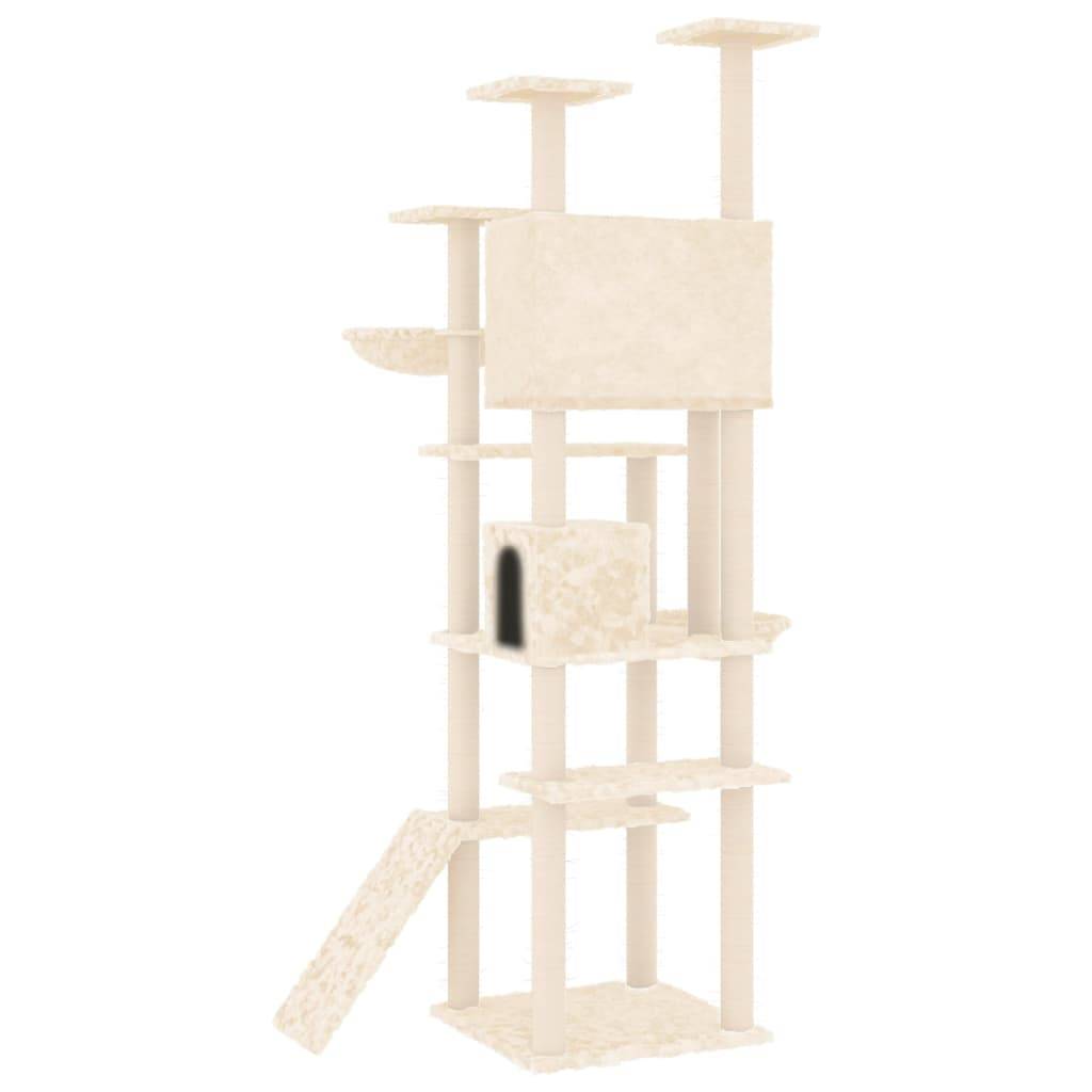 Arbre à chat bois d'ingénierie et peluche crème 104 x 78 x 191 cm - PANGIVO - Image 5