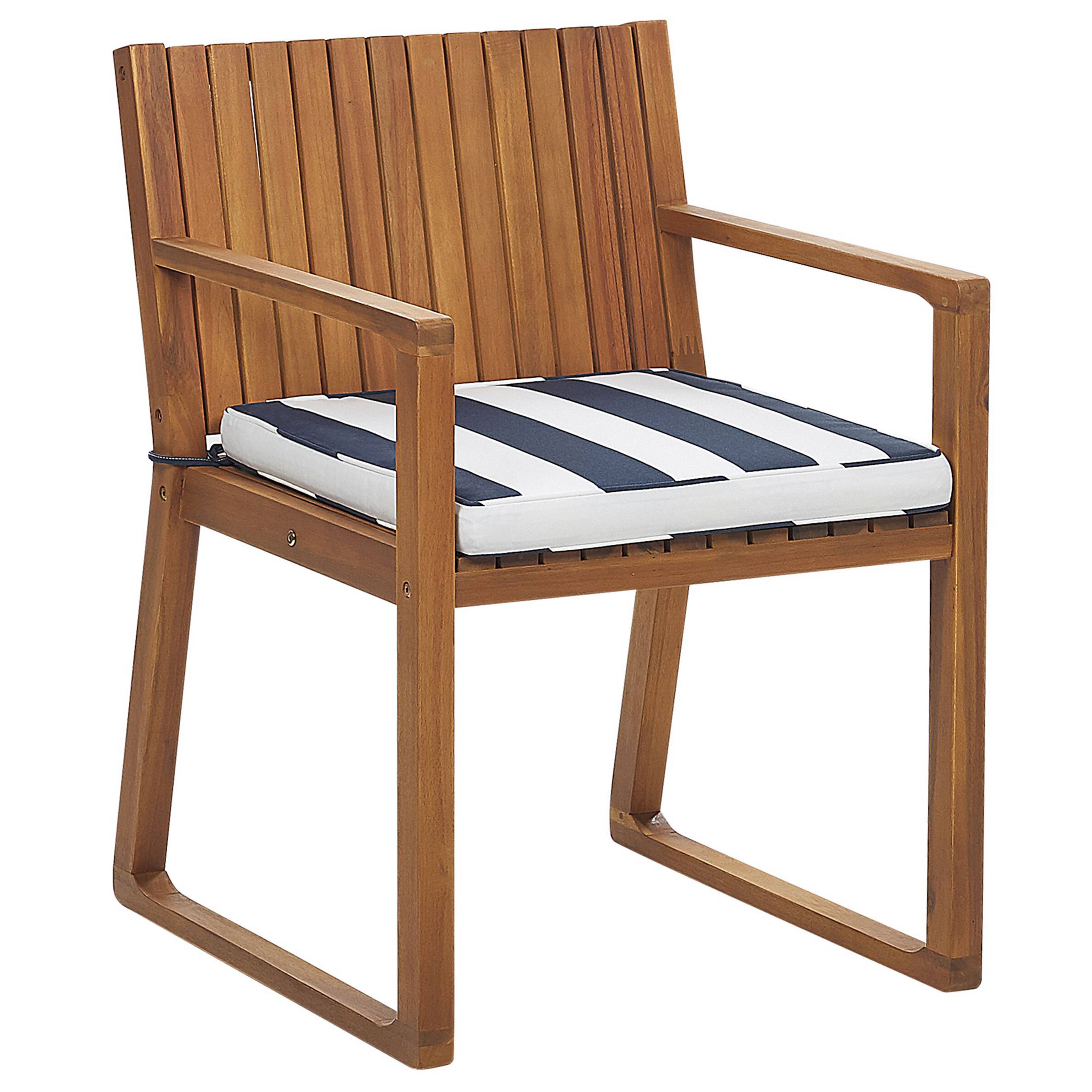 Beliani - Ensemble de Jardin Table 180 x 90 cm et de 8 Chaises en Bois d'Accacia avec Coussins d'Assise à Rayures Bleu Foncé Beliani - Image 5