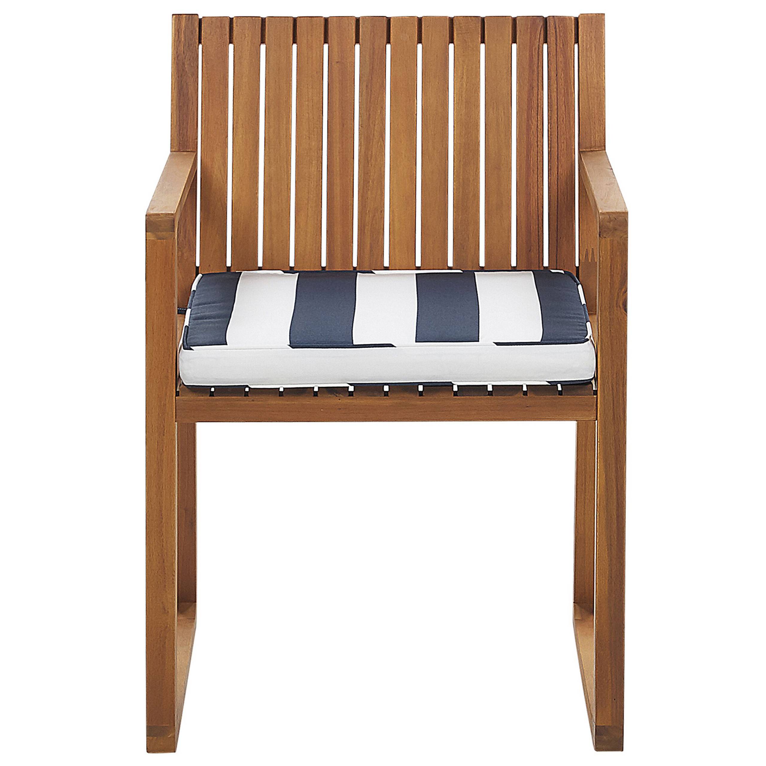 Beliani - Ensemble de Jardin Table 180 x 90 cm et de 8 Chaises en Bois d'Accacia avec Coussins d'Assise à Rayures Bleu Foncé Beliani - Image 4