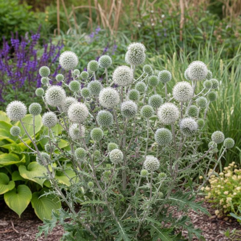 Boule azurée Arctic, Echinops à fleurs Blanche/ - feuillage Caduc - Godet - 5/20 cm - Image 1