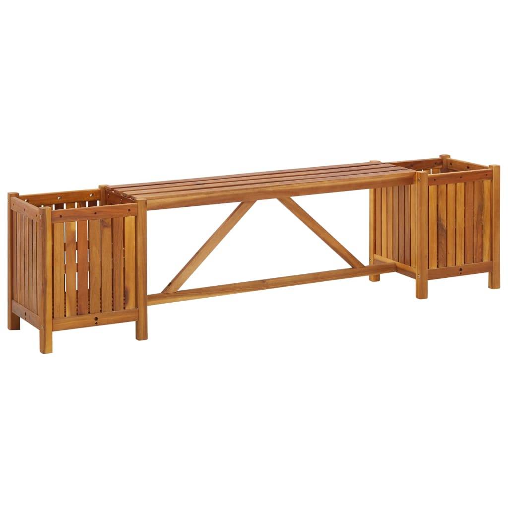 Helloshop26 - Banc de jardin meuble de patio d'extérieur terrasse avec 2 jardinières 150x30x40 cm bois d'acacia - Image 1