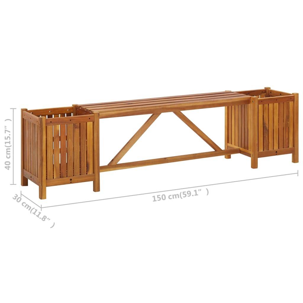 Helloshop26 - Banc de jardin meuble de patio d'extérieur terrasse avec 2 jardinières 150x30x40 cm bois d'acacia - Image 5