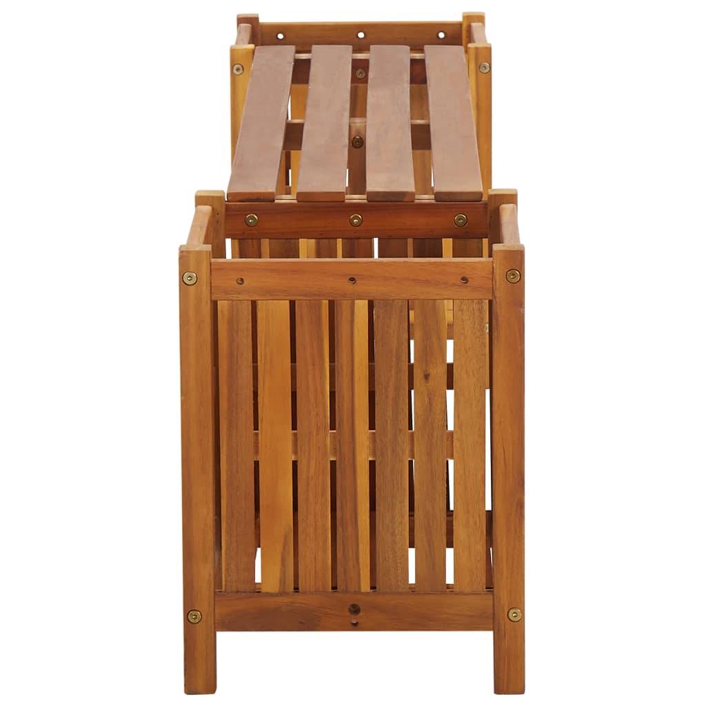 Helloshop26 - Banc de jardin meuble de patio d'extérieur terrasse avec 2 jardinières 150x30x40 cm bois d'acacia - Image 3