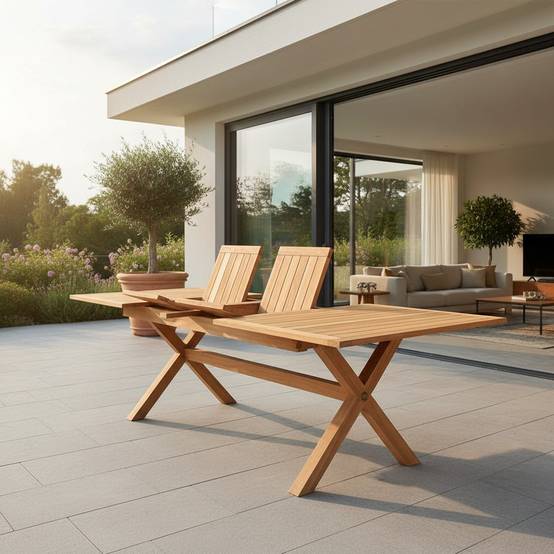 Teck'Attitude - Table extensible teck massif 12 places Linarte XL - TECK'Attitude - Image 6