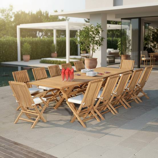 Teck'Attitude - Table extensible teck massif 12 places Linarte XL - TECK'Attitude - Image 3
