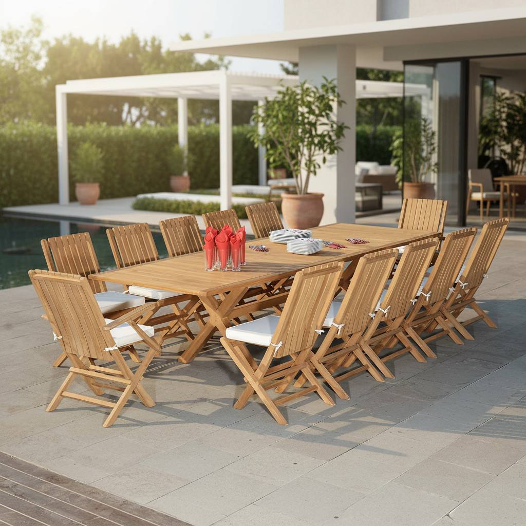 Teck'Attitude - Table extensible teck massif 12 places Linarte XL - TECK'Attitude - Image 3