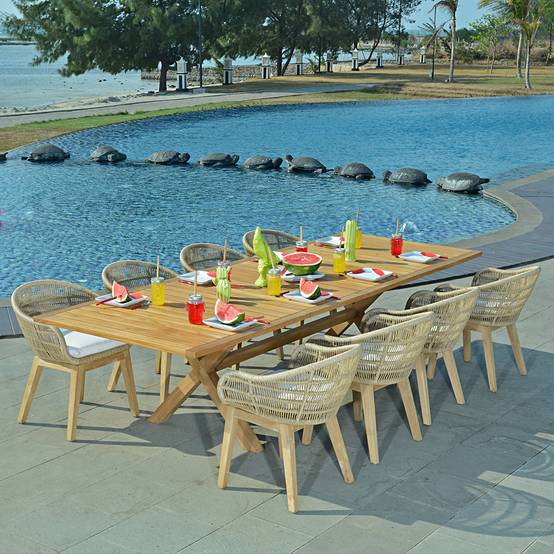 Teck'Attitude - Table extensible teck massif 12 places Linarte XL - TECK'Attitude - Image 7