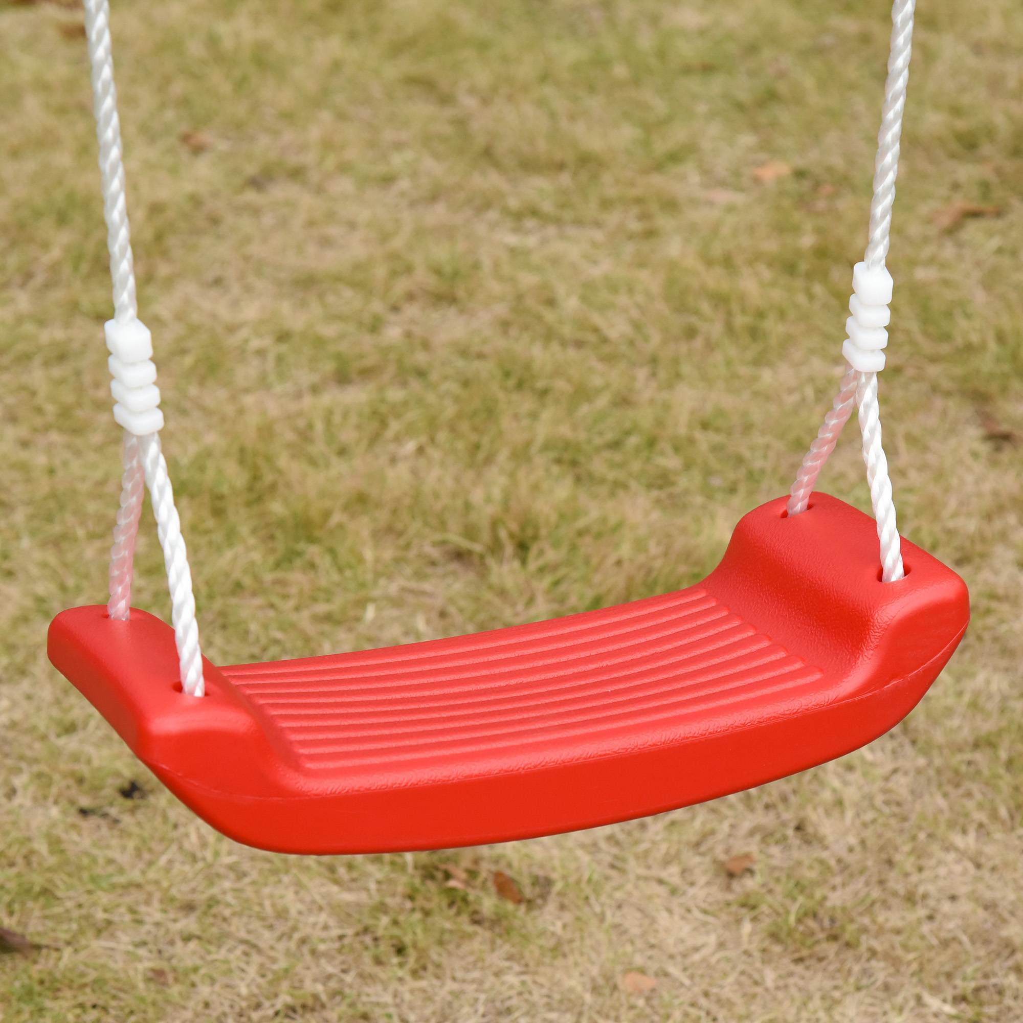 Balançoire double de jardin pour enfants à partir de 3 ans, vert et rouge, permet à deux enfants de jouer simultanément - Image 9
