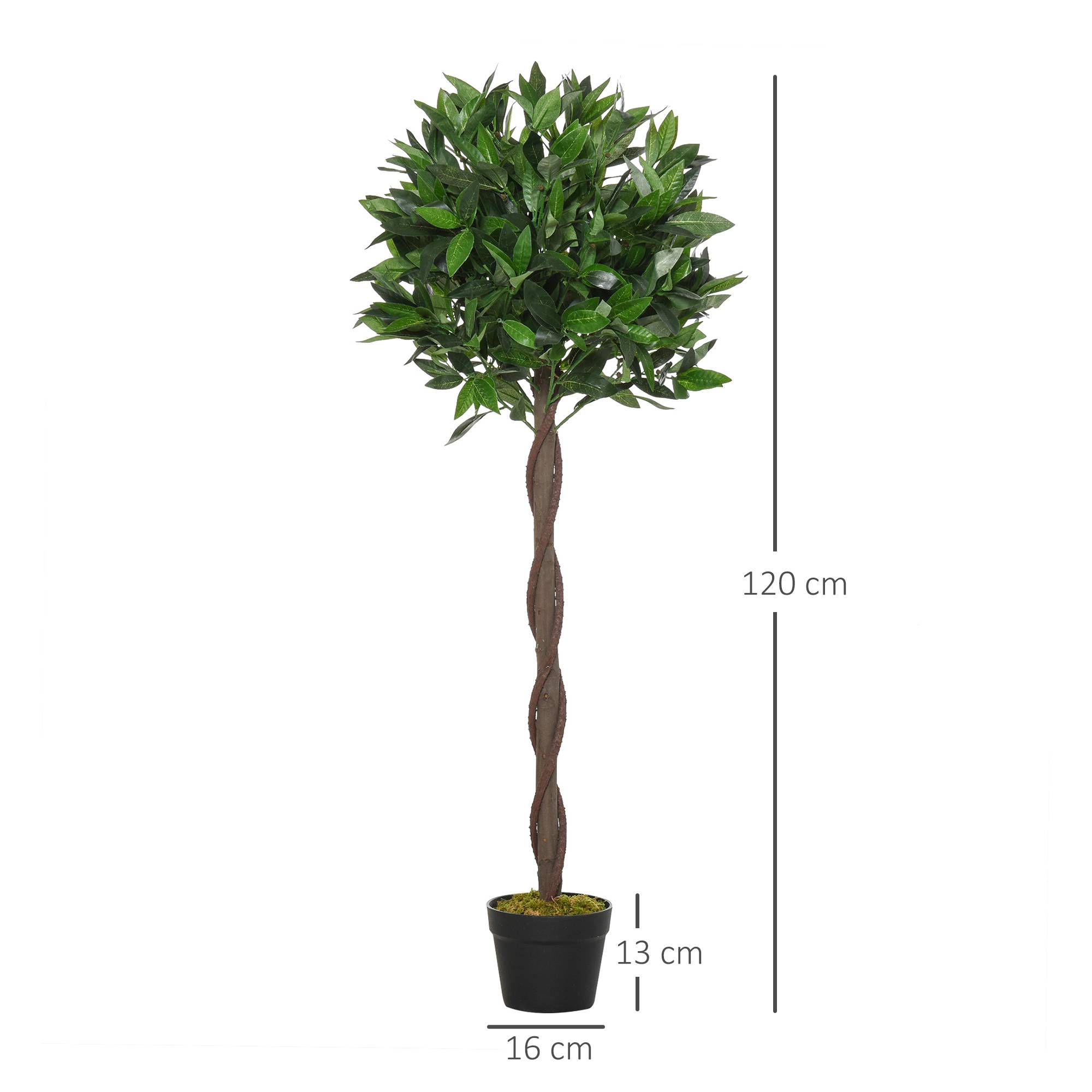 Lot de 2 lauriers topiaires plastique décoration jardin tronc liane 120cm vert - ComfortXL Outdoor Living - Image 5