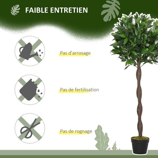 Lot de 2 lauriers topiaires plastique décoration jardin tronc liane 120cm vert - ComfortXL Outdoor Living - Image 8