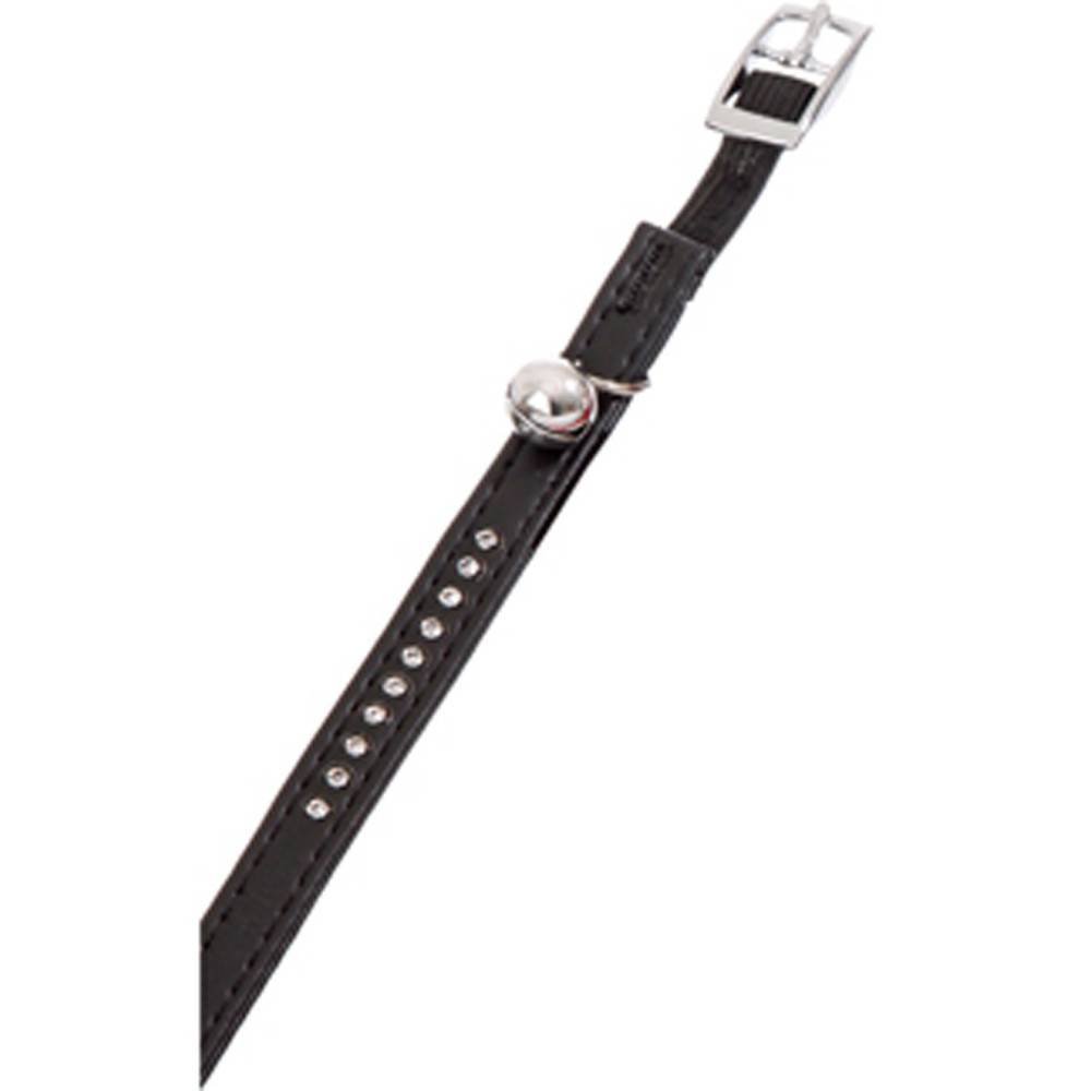 Collier 30 cm x 11 mm noir avec strass et clochette pour chat - Image 1
