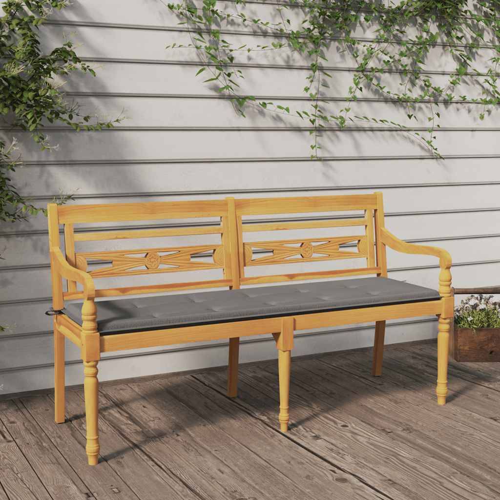 PANGIVO - Banc de jardin bois de teck naturel et gris 150 x 51.5 x 84 cm - PANGIVO - Image 1