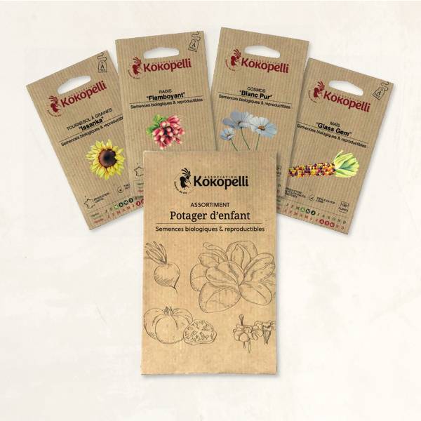 Potager d'enfant - 4 sachets de graines bio à semer- Association Kokopelli - Image 2