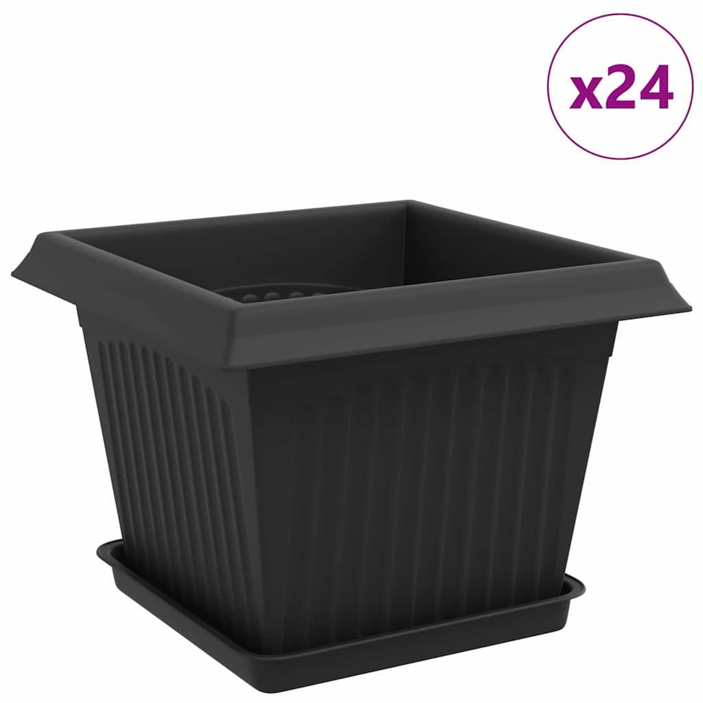 Vidaxl - Pots de plantes 24 pc Noir Plastique vidaXL 3403313 - Image 2