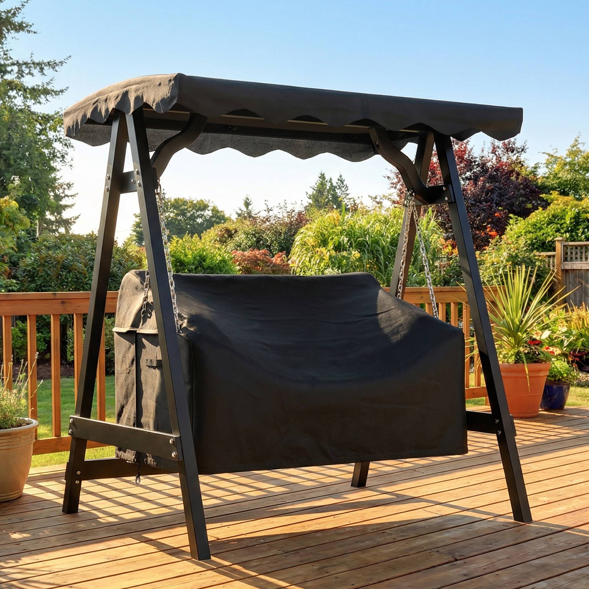 Housse balancelle jardin 2 places imperméable coupe-vent anti-UV tissu Oxford 420D - Image 3