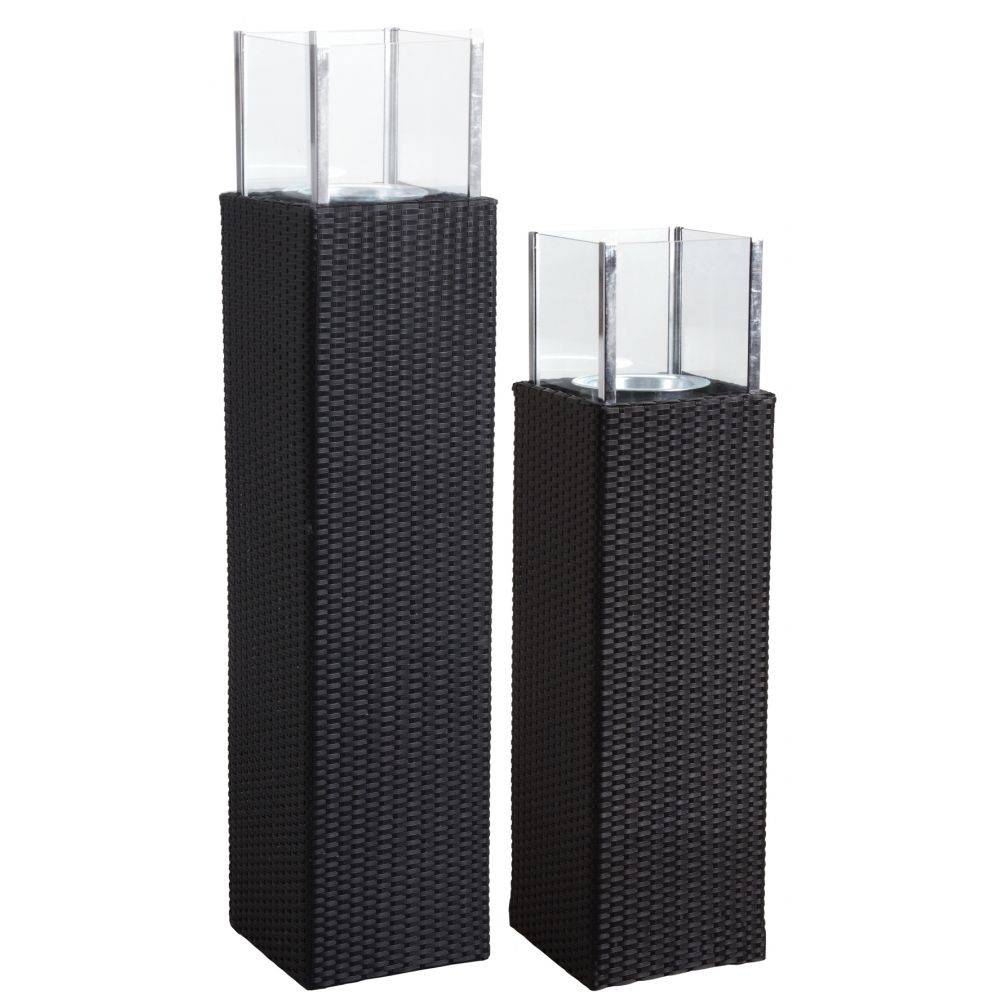 Aubry Gaspard - Photophore en résine noir et verre noir Hauteur 139 cm - Image 3