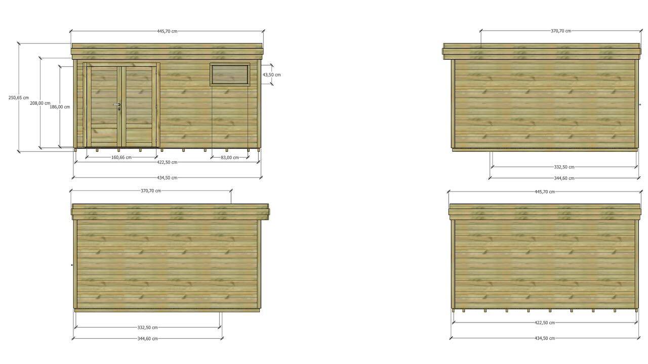 Abri Français - ABRI DE JARDIN bois autoclave 27mm - 4,34x4,34m / 19m2 - Bac acier - Plancher bois - Image 4