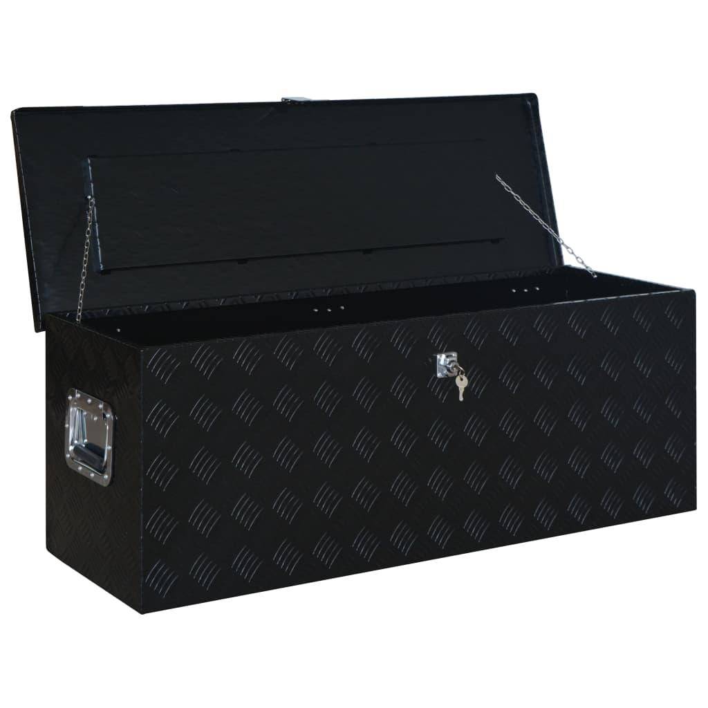 Helloshop26 - Boîte en aluminium 108,5 x 37 x 40 cm noir - Image 4
