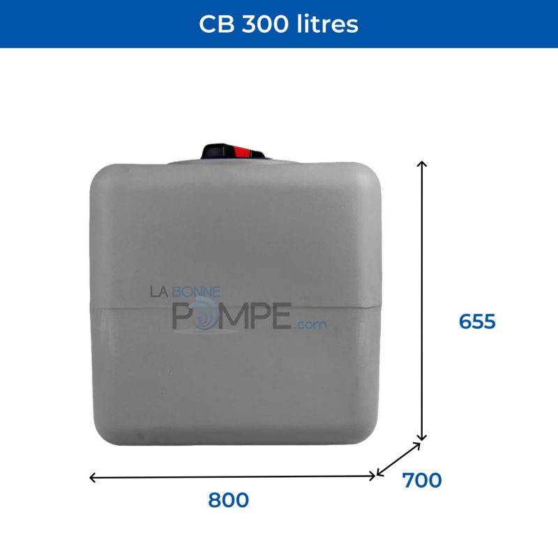 Cuve récupération eau de pluie 300L - Réservoir aérien cubique Gris - Polyéthylène - ELBI CB - Image 2
