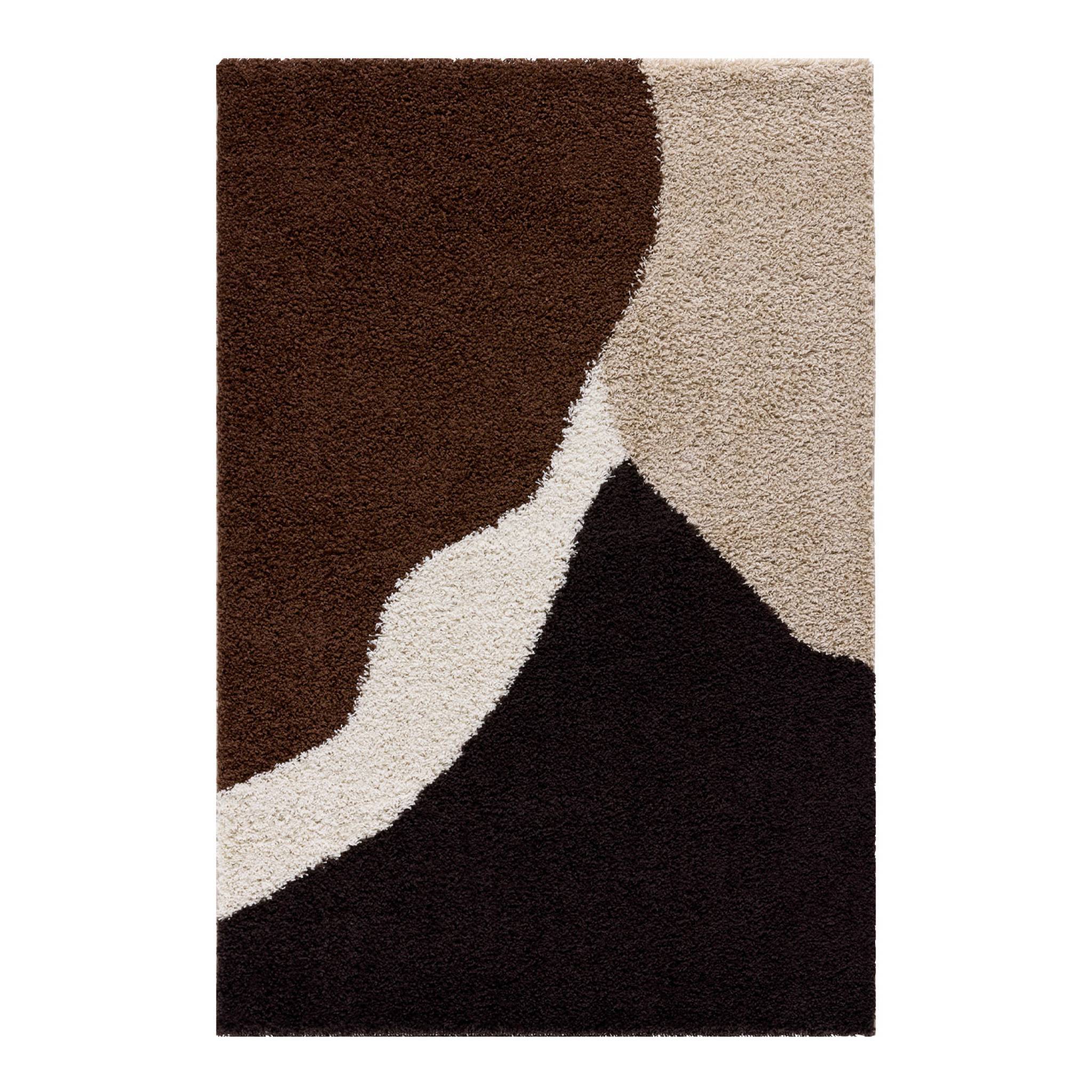 Tapis intérieur shaggy motifs géométriques beige. marron. noir 160 x 230 cm - Omar | sweeek - Image 2